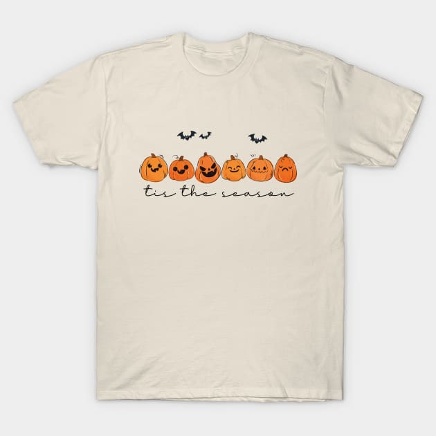 Autumn Tis The Season, Funny Halloween, Spooky Season, Festive Designs, Vintage Pumpkin season, Trendy Autumn, Happy Fall Y'all T-Shirt by AMRIART